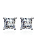 Classic Princess Cut Real 1.2/2/4ct Moissanite Diamonds Stud Earrings For Women - 925 Sterling Fine Jewellery Earrings