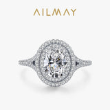 Classic Luxury Oval Dazzling 1.5 Karat AAAA Lab Created Diamond 925 Silver Ring