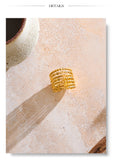18K Gold Plated Personalized Stainless Steel Layered Wide Golden Ring