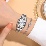 New Arrival Rectangular Roman Dial Fashion Trend Thin Strap Quartz Ladies Fashion Steel Strap Watches - The Jewellery Supermarket