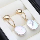 Genuine Cultured Baroque Pink Purple Hues Pearl Drop Gold Plated Earrings