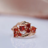 14 Karat Gold Filled Red Shiny AAA Zircon Crystal Elegant Vintage Rings For Women
