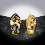 Exquisite Geometric AAA Zircon Diamonds Hollow Flower Handmade Enamel Earrings