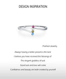 Dazzling Rainbow AAAA Lab Created Diamonds Geometric Design Silver Ring