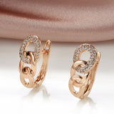 14K Filled Gold Hollow Round Chain With AAA Zircon Diamonds Dangle Elegant Earrings