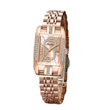 Elegant Luxury Brand Female Wristwatches - Rectangular Zircon Diamonds Steel Waterproof Original Womens Watch