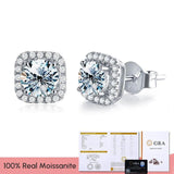 Unusual Square Halo Moissanite Diamonds Stud Earrings for Women 925 Sterling Silver Trendy Fashion Fine Jewellery - The Jewellery Supermarket