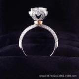 Two Tone Flower Design 1 Carat Moissanite Diamonds Silver Ring - Fashion Gorgeous Women Engagement Wedding Jewellery
