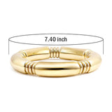 New Gold Silver Colour Chunky Bamboo Bracelets For Women - Stack Layered Curved Tube Stretch Modern Jewellery