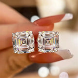 Pear, Princess, Marquise, Cushion Asscher Cut Silver Moissanite Diamonds Stud Earrings