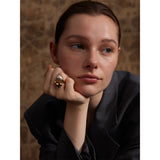 18K Gold Plated Stainless Steel Fashion Imitation Pearl or Tiger Eye Water Drop Elegant Ring