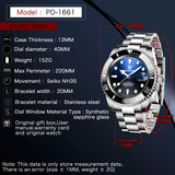 Luxury Brand NH35 100M Waterproof Sapphire Glass Blue Green Black Dial Diver Watch