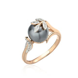14 Karat Gold Filled Grey White Pearl AAA Zircon Diamonds Luxury Jewellery Women's Rings