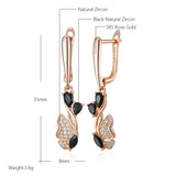 14K Gold Filled Luxury Butterfly design Black AAA Zircon Diamonds Long Drop Earrings