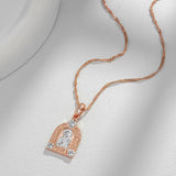 Excellent 14K Filled Rose Gold Virgin Mary Mixed Color Luxury Mother Of God Necklace with AAA Zircon Diamond