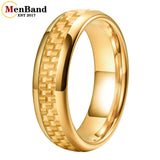 Carbon Fiber Inlay 4/6/8mm Gold Tungsten Engagement Wedding Rings for Men Women