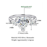 Super 3 Stones with GRA Certification Moissanite Diamond Rings 925 Silver Unique Fashion Proposal Fine Jewellery