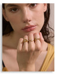 18K Gold Plated Delicate Stainless Steel AAA Zirconia Diamonds Layered Hollow Geometric Ring