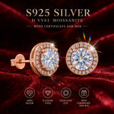 18KGP 1.0ct Moissanite With GRA Certificate D Coour VVS1 925 Silver Earrings