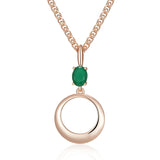 14K Rolled Gold Green AAA Zircon Crystal Circular Round Glossy Luxury Necklace