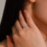 Fabulous Silver Geometric Design Sparkling Pear Cut AAAA Lab Created Diamond Rings