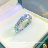 Lovers Round Full 0.3/0.5ct VVS1 D Moissanite Eternity Engagement Wedding Rings 925 Sterling Silver Fine Jewellery