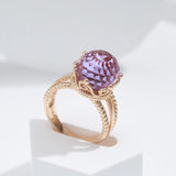 Awesome Elegant Filled 14K Rose Gold  Purple AAA Zircon Crystal Ball Crown Big Ring -  High Quality Fine Jewellery