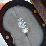 Real 2-4ct D Coluor Round Cut 3 Stone Moissanite Diamond Wedding Engagement Promise Rings 925 Silver Fine Jewellery