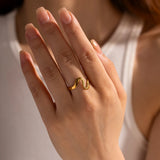 18K Plated Stainless Steel Minimalist Irregular Curve Geometric Curved Ring