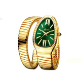 New Classic Top Brand Bling Zircon Diamonds Snake Shape Gold Silver Colour Scaleable Bracelet Ladies Quartz Watches
