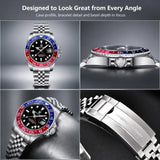 Luxury Brand Mechanical Stainless Steel GMT Watch Sapphire Glass Diver Watch