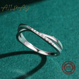 Geometric Line Top Quality Sterling Silver Clear AAAA Lab Created Diamond Ring