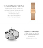 New Elegant Square Women Stainless Steel Mesh Strap Fashion Japanese Movement Rose Gold Tone Leisure Fashion Watches