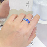 Creative Handmade Enamel New Blue Drip Glue Love Silver Ring for Women