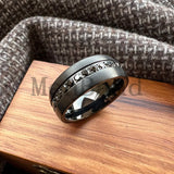 Black Silver Cubic Zirconia Stones Inlay 8mm Mens Womens Wedding Tungsten Ring