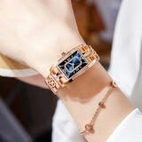 Elegant Luxury Brand Female Wristwatches - Rectangular Zircon Diamonds Steel Waterproof Original Womens Watch