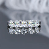 Terrific 3mm 4mm Moissanite Half Eternity Band 5-stone 7-stone Silver Wedding Rings