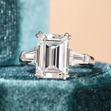 1/2/3/4CT Emerald Cut Full Moissanite Diamond Rings Silver GRA Certified Three Stones Wedding Engagement Jewellery