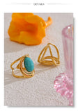 18K Gold Plated Exquisite Natural Stone Open Adjustable Glossy Popular Ring