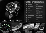 200M Waterproof 2115 Movement Ceramic Bezel Sapphire Crystal Luminous Diver Watch
