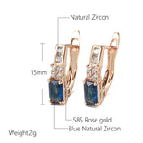 14K Gold Filled Vintage Geometric AAA Blue Zircon Crystals Elegant Drop Fashion Earrings