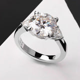 Amazing 3-Stone Round Cut 4.6CT Moissanite Diamond Rings - S925 Silver Wedding Engagement Jewellery With GRA