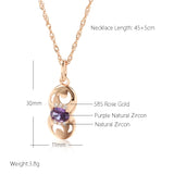 Amazing 14K Rolled Rose Gold Purple AAA Zircon Crystal Gourd Shape Pendant Necklace - Party Fine Jewellery