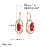 14K Filled Gold Retro Red AAA Zircon Crystal Drop Earrings  Fine Ethnic Jewellery