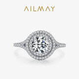 Fashion Luxury 925 Silver Sparkling AAAA Lab Created Diamond Round Rings