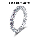 Brilliant 3/5mm VVS1 D Colour Moissanite Diamonds Engagement Eternity Silver Ring