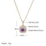 Luxury 14K Filled Rose Gold Purple AAA Zircon Diamonds  Pendant And Necklace - Shiny Party Fine Jewellery