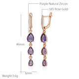 14 Karat Gold Filled Shiny Purple AAA Zircon Crystals Drop Womens Earrings Fine Jewellery