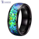 Domed Polished Bright Opal 8mm Men Women Tungsten Engagement Wedding Rings