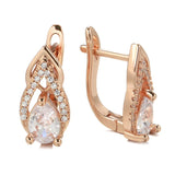 14 Karat Gold Filled Shiny White Zircon Diamonds Long Drop Luxury Fashion Earrings